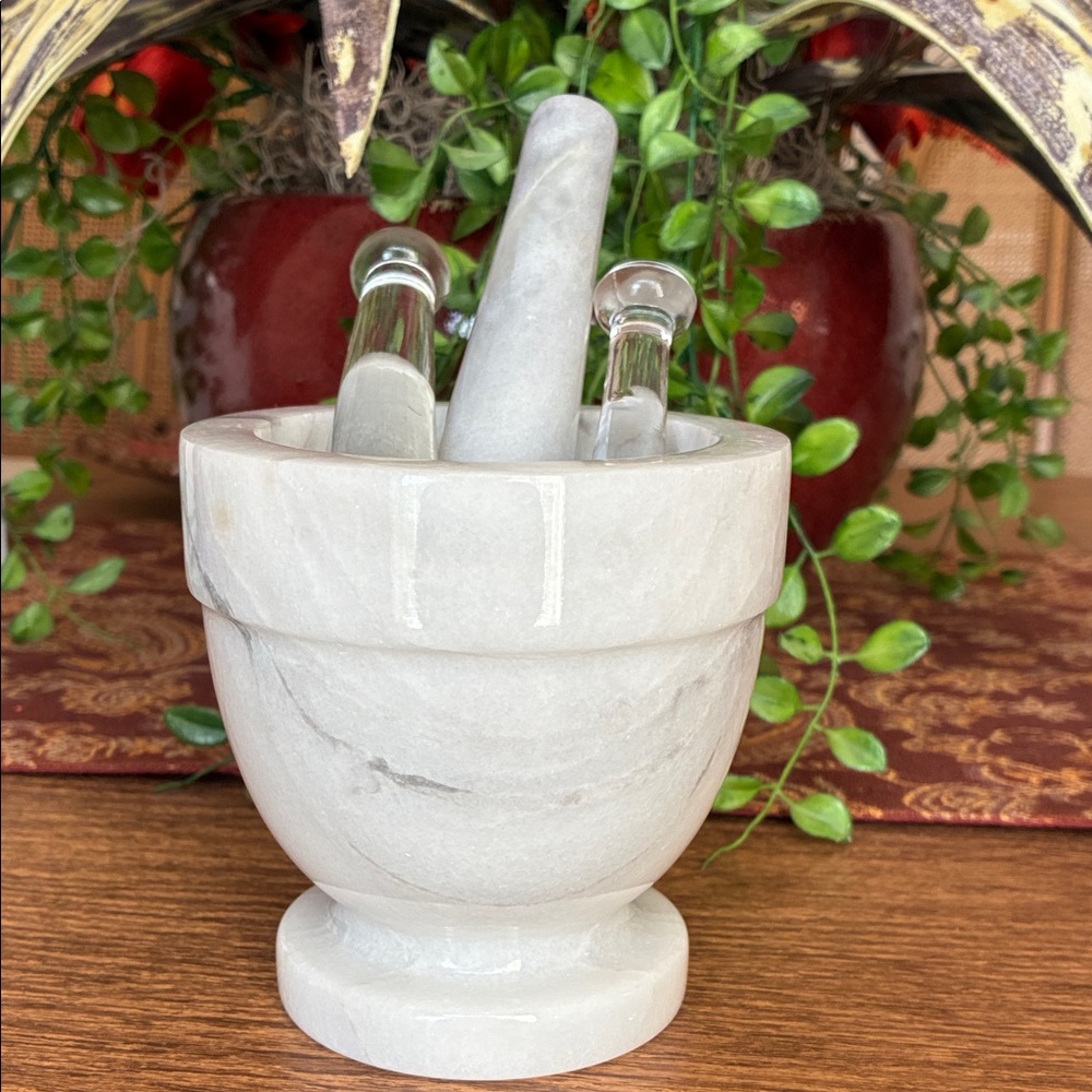 Vintage 6 Once Marble Mortar and 5”Pestle Set